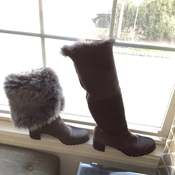 Stuart Weitzman Shoes - Stuart Weitzman Blizzard Boots Women’s Size 9.  Gralon Gray Mink Fur Suede